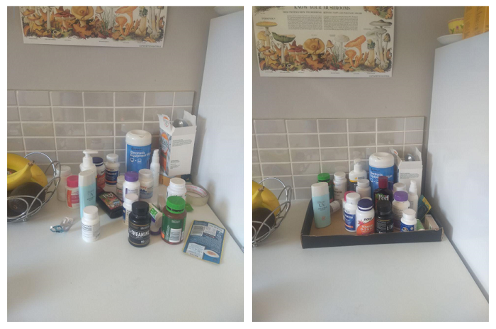 Messy spot in your house? Put it on a tray.