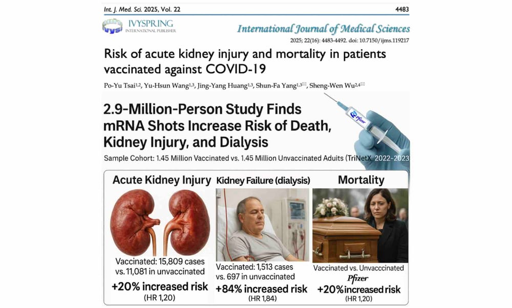 2.9 Million-Person Study Finds mRNA Shots Increase Risk of Death, Kidney Failure (Dialysis), and Kidney Injury
