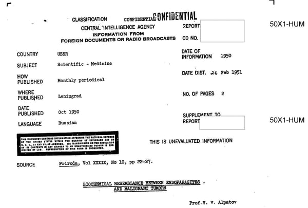 The CIA Buried a Soviet Study in the 1950s Showing Anti-Parasitics Suppress Cancer Growth | Kept It Classified for 60 Years