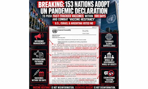 153 Nations Adopt UN Pandemic Declaration to Push FAST-TRACKED Vaccines Within 100 Days and Crack Down on “Vaccine Hesitancy” | AKA Objection To Killer Injections | DO NOT COMPLY