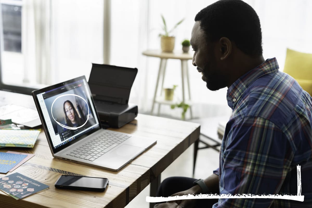 Man talking on video chat