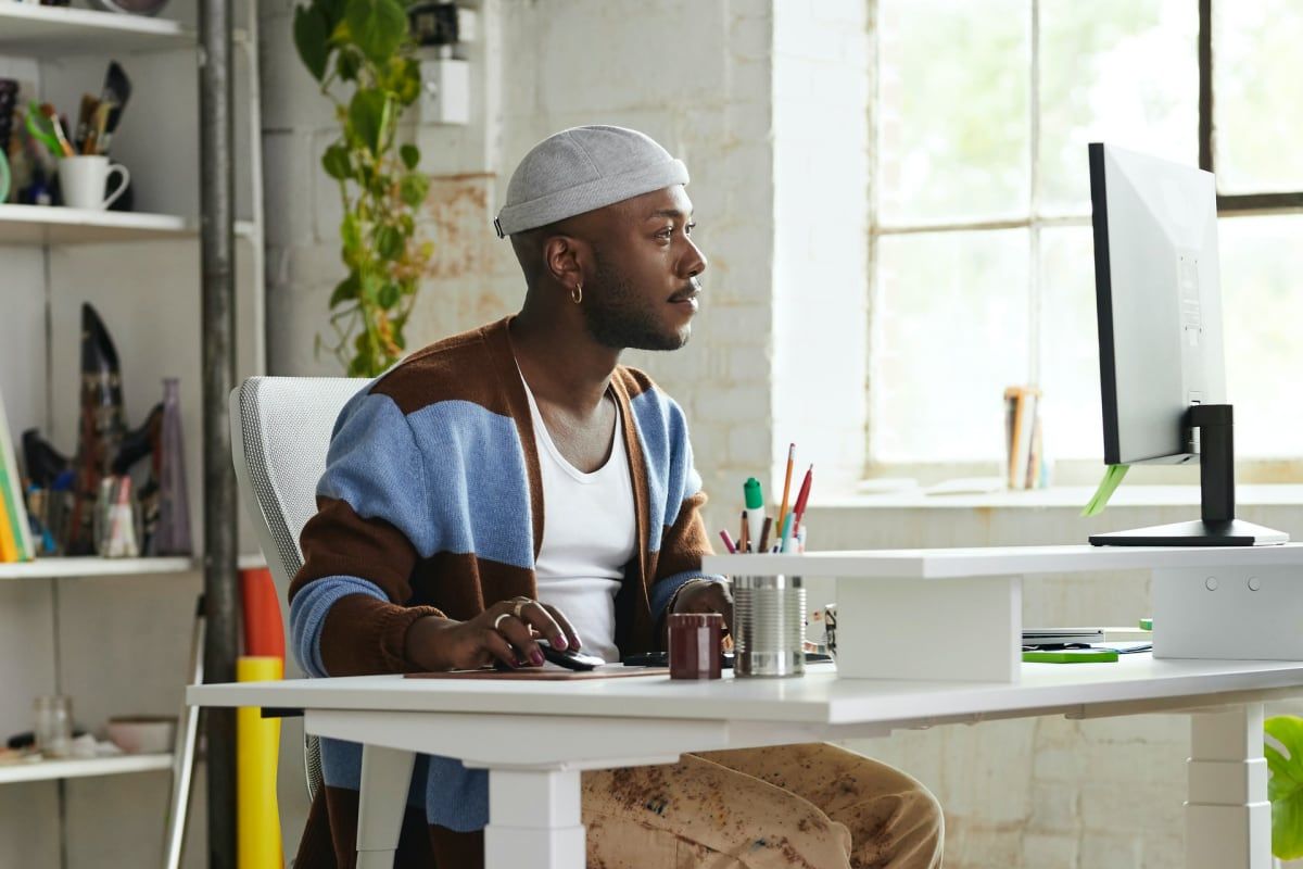 Man working in home office