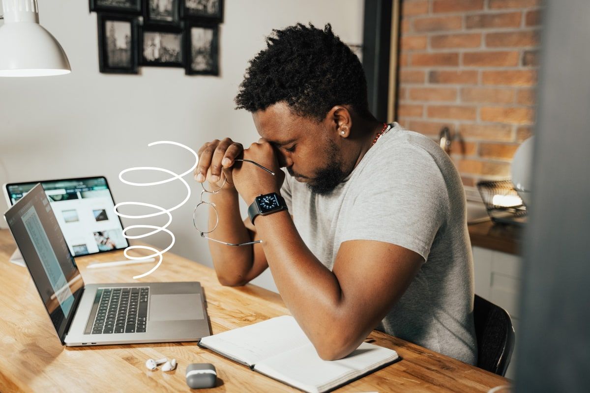 Man tired working at computer