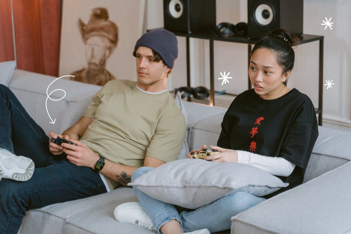 Couple playing video games