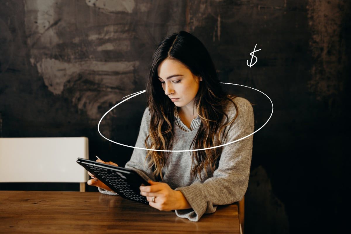 Woman working on tablet