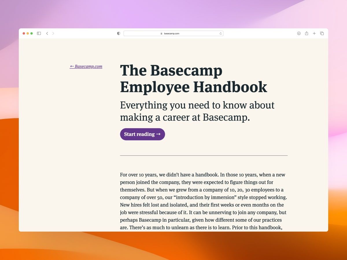 Basecamp employee handbook