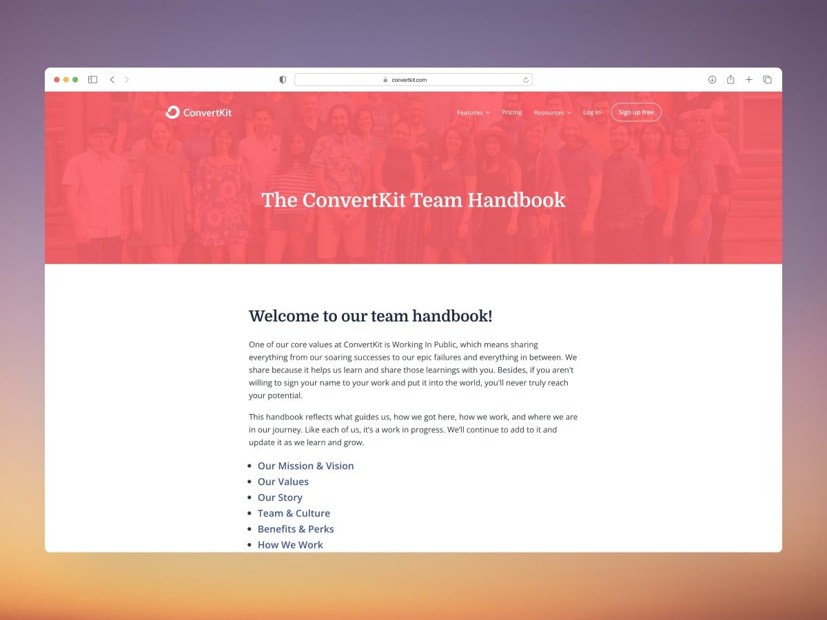 ConvertKit employee handbook