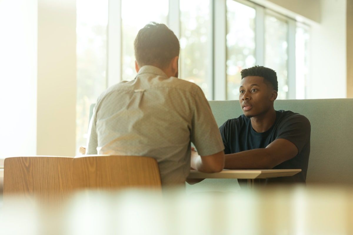 Two people meeting