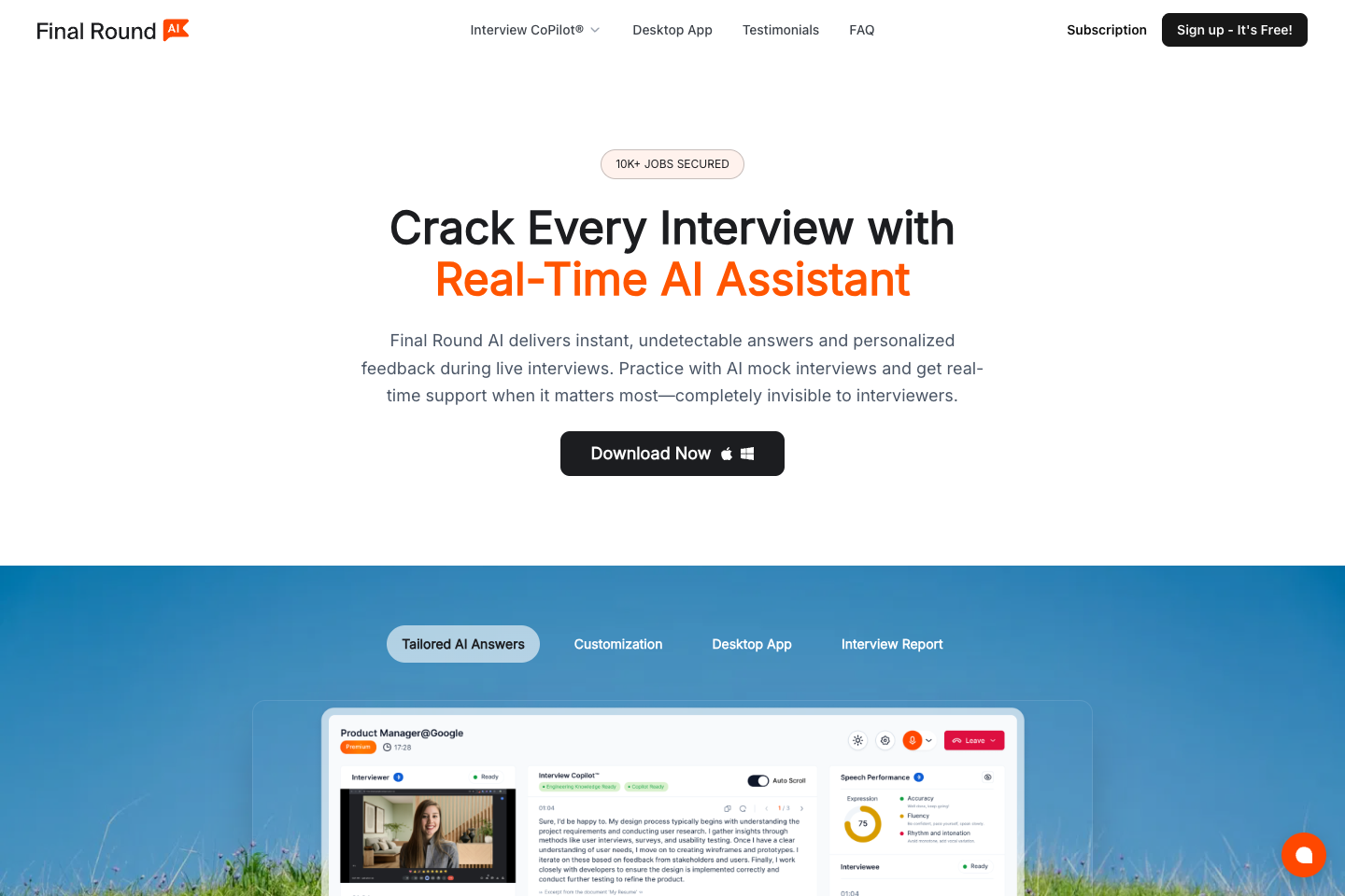 Final Round AI homepage