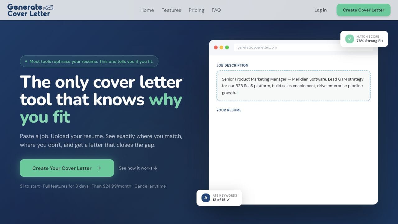 GenerateCoverLetter AI cover letter generator