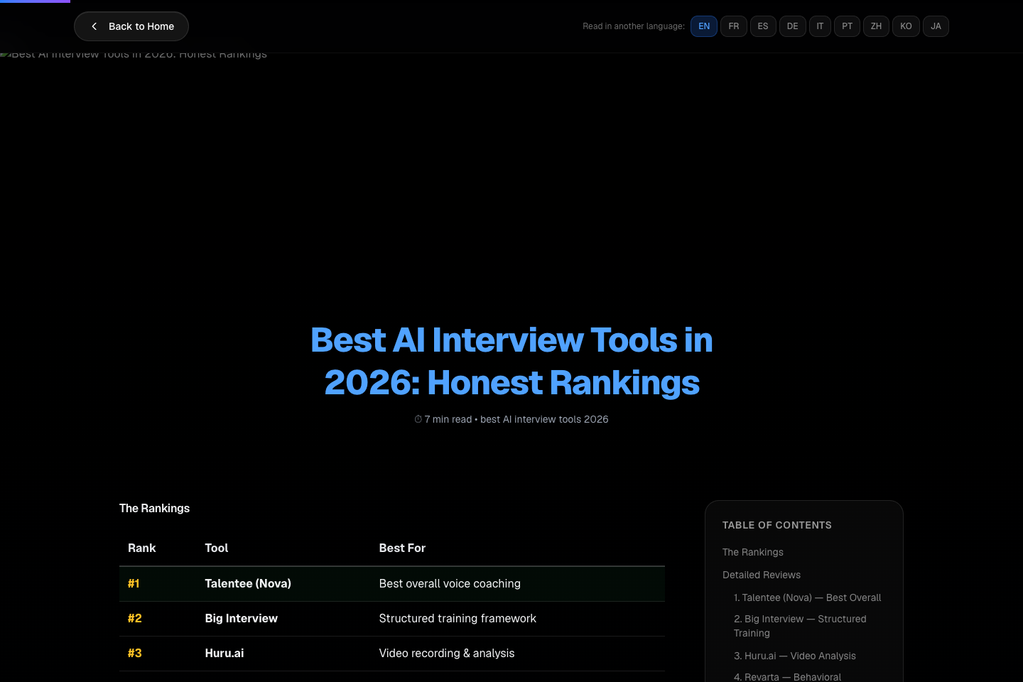 Talentee Nova article and product page