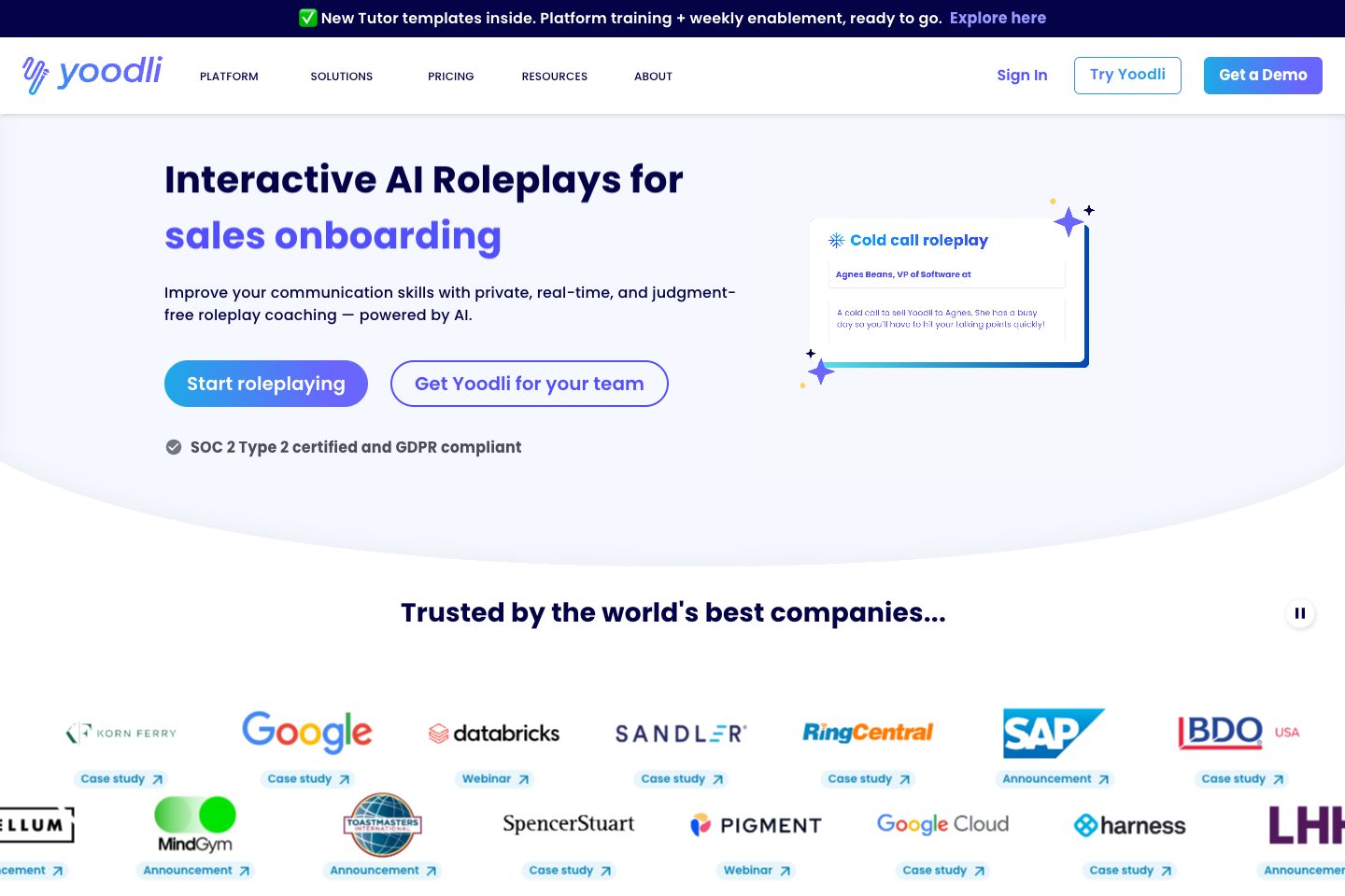 Yoodli homepage
