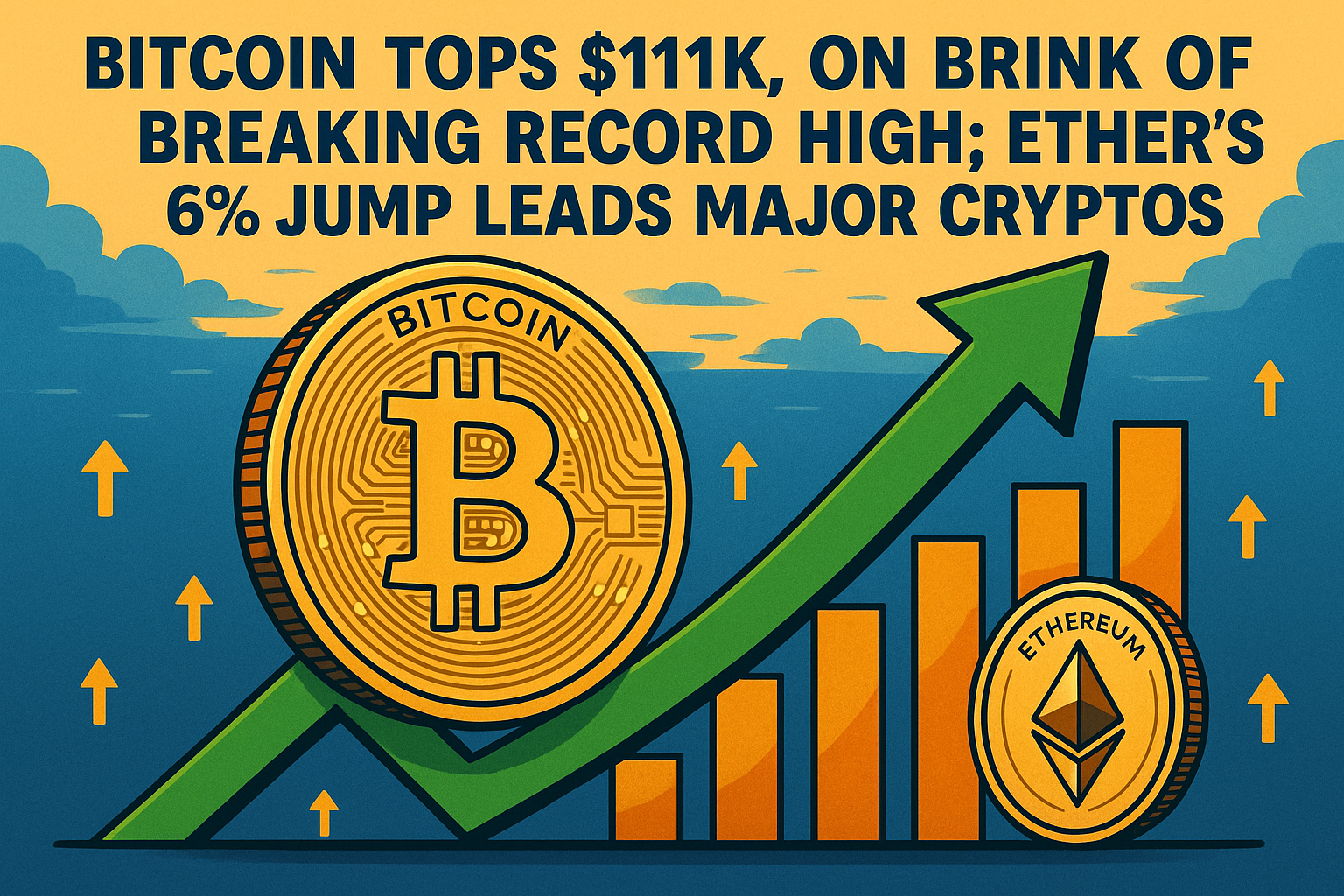 Bitcoin Tops $111K, on Brink of Breaking Record High; Ether's 6% Jump Leads Major Cryptos