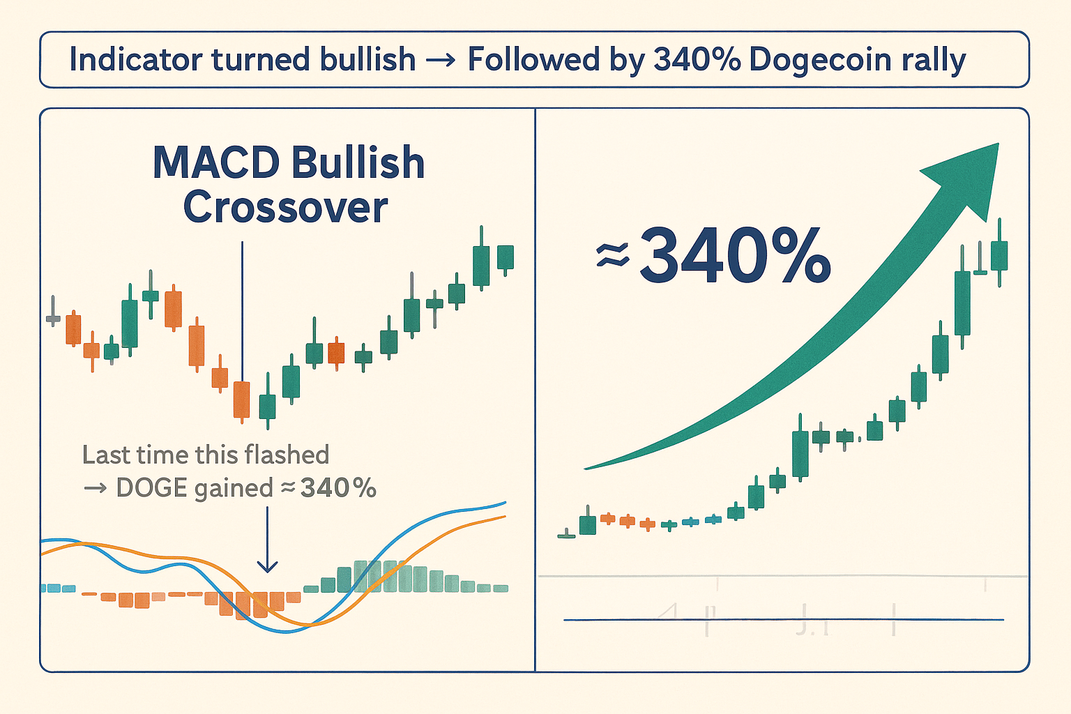 DOGE price gained 340% the last time this indicator turned bullish