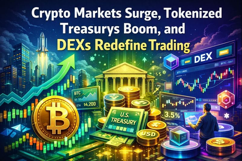 Crypto Markets Surge, Tokenized Treasurys Boom, and DEXs Redefine Trading