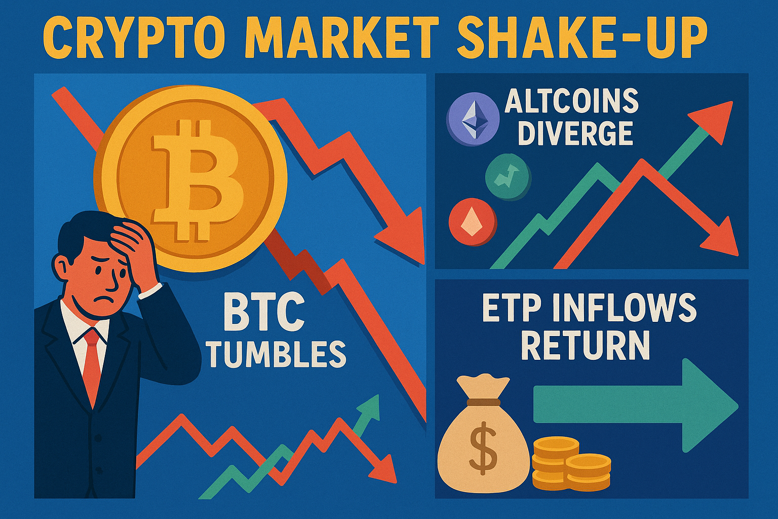 Crypto Market Shake-Up: BTC Tumbles, Altcoins Diverge, ETP Inflows Return