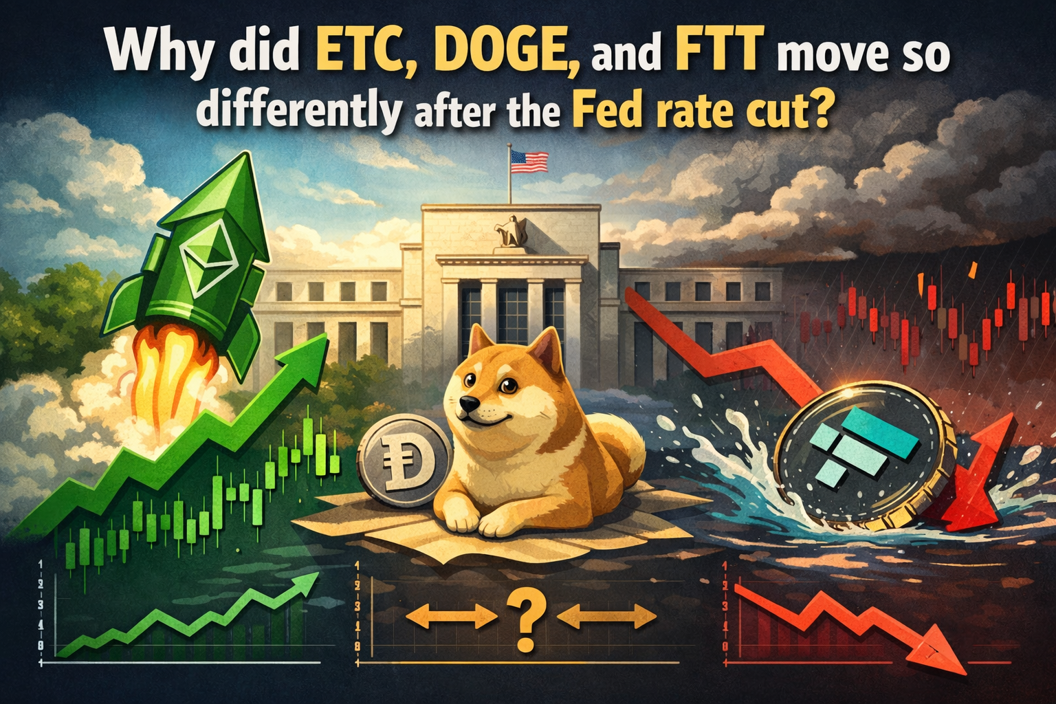 Why did ETC, DOGE, and FTT move so differently after the Fed rate cut?
