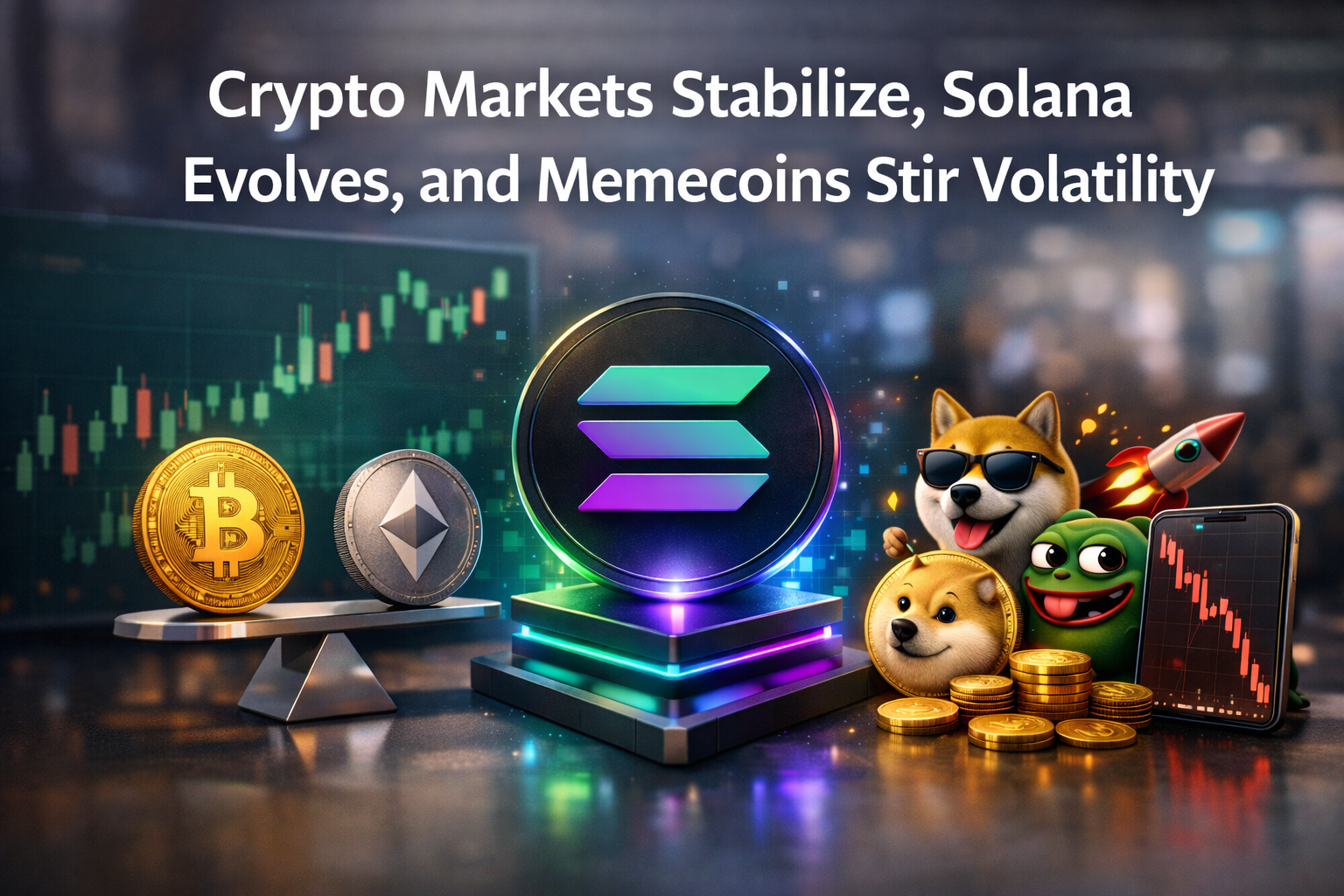 Crypto Markets Stabilize, Solana Evolves, and Memecoins Stir Volatility