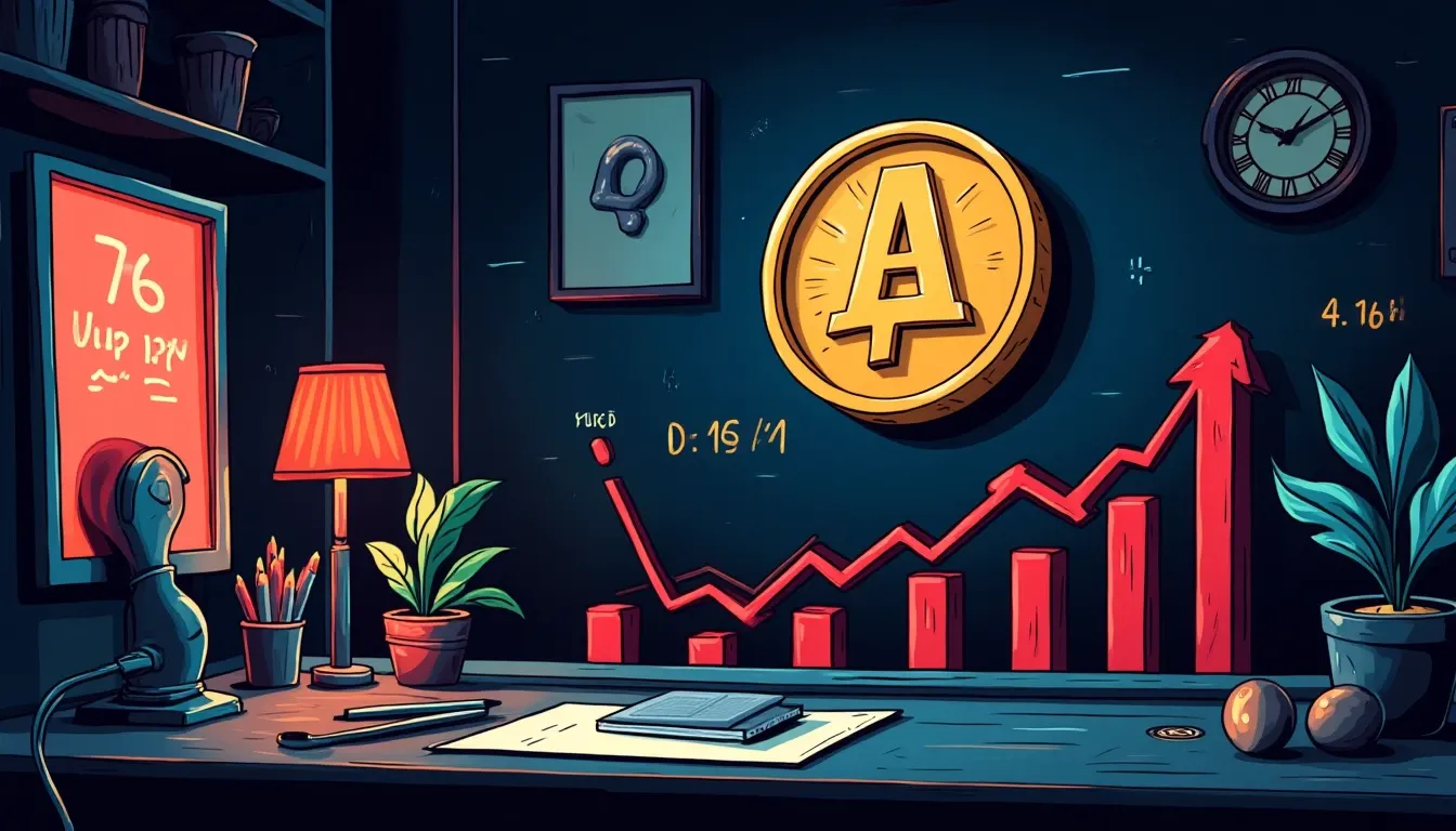Aave and USDe symbols with declining yield graph showing 4.16pp drop
