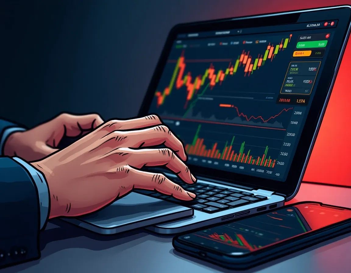 Crypto trader comparing exchange platforms and fee structures on laptop and mobile device