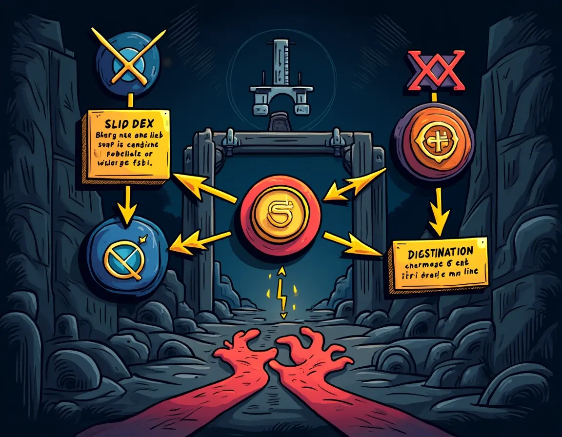 Cross-chain DEX aggregation route through bridges and destination chain swaps