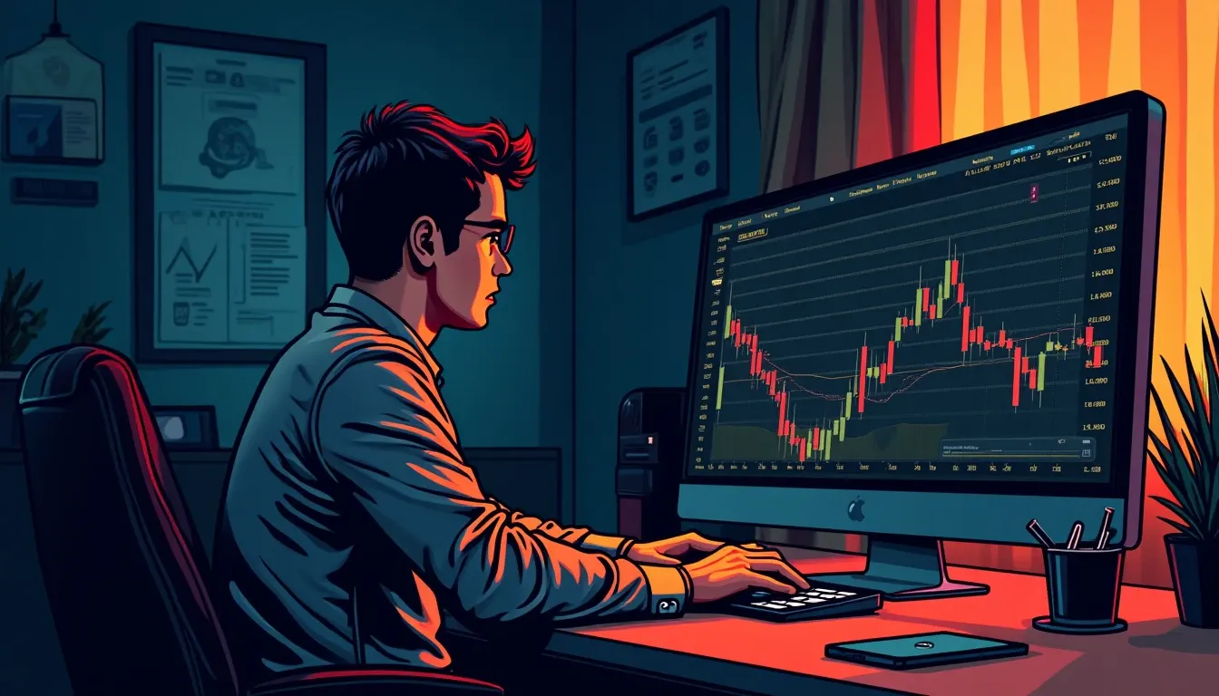 Person analyzing Bitcoin accumulation zone patterns on laptop with historical price charts displayed