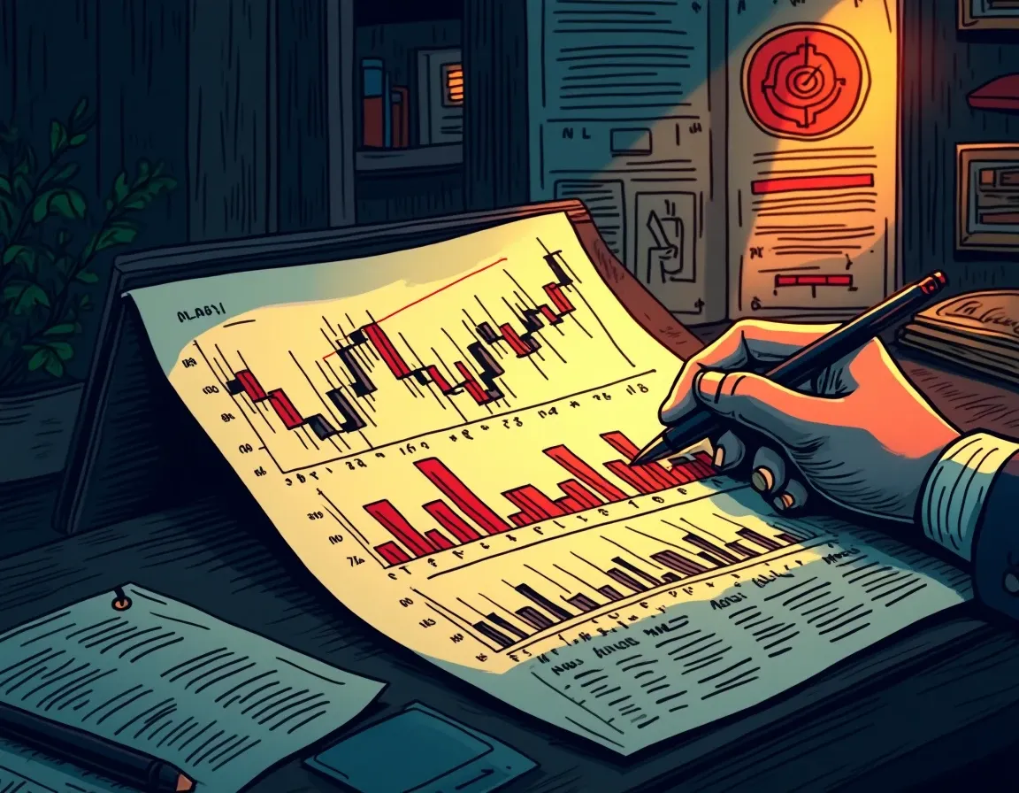Historical price charts with backtesting metrics and statistical validation data