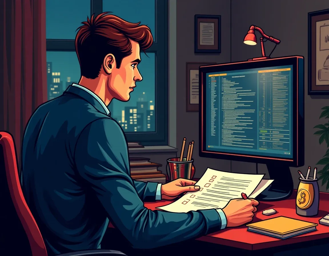 User carefully following transaction verification checklist while reviewing crypto approval prompt on laptop before signing
