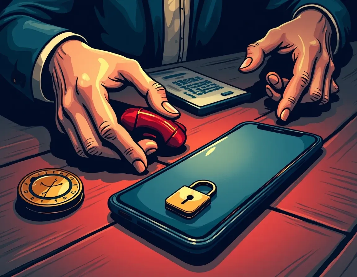 Hardware security key and mobile phone displaying two-factor authentication codes for crypto exchange access