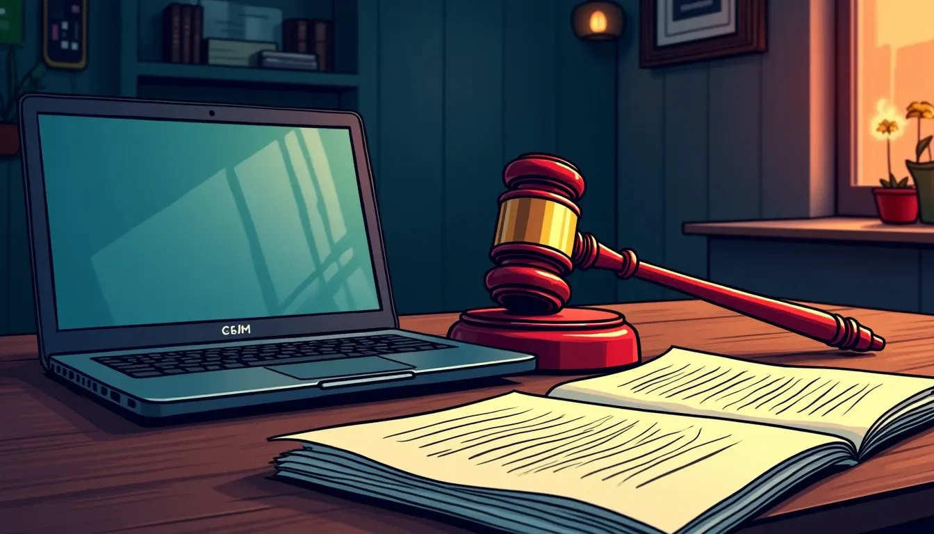 Legal documents and laptop representing crypto trading bot regulatory compliance framework