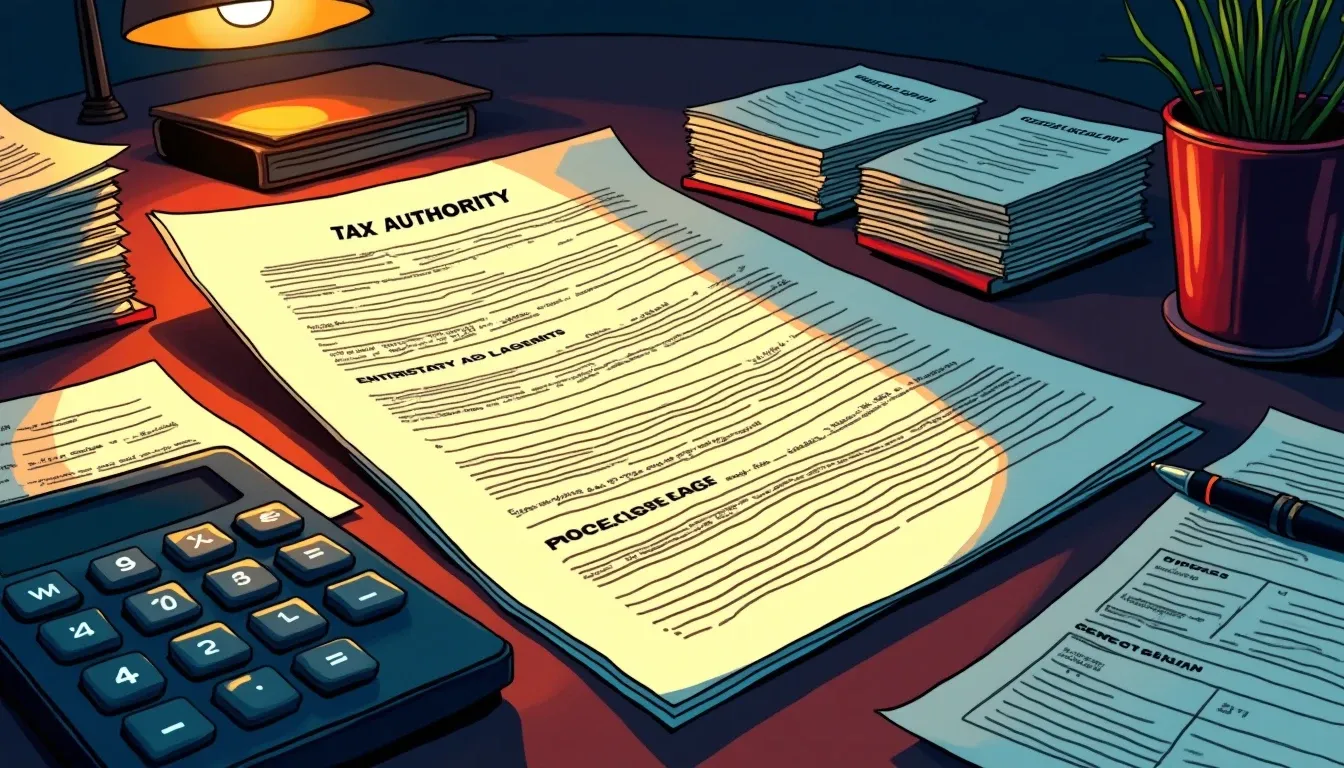 Tax forms, crypto transaction receipts, and wallet documentation with calculator