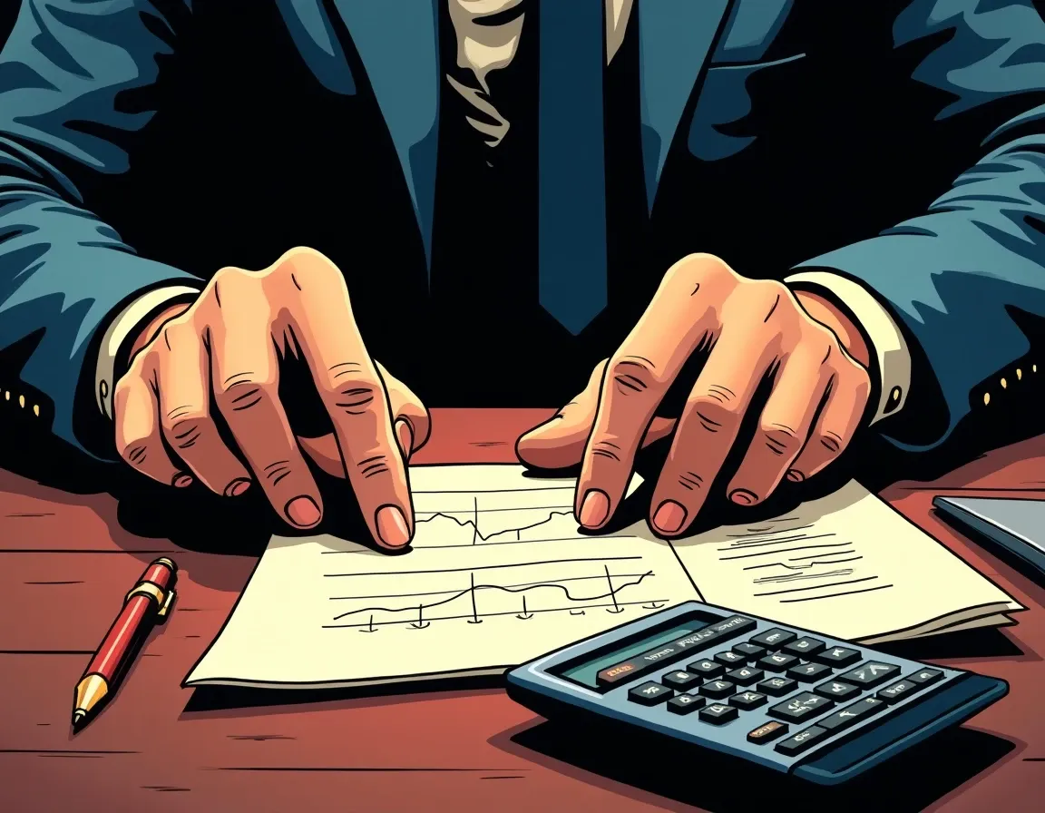 Trader calculating crypto leverage position sizes and liquidation thresholds using calculator and spreadsheet