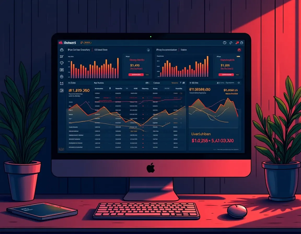Computer monitor displaying blockchain transaction data with multiple DeFi protocol integration icons