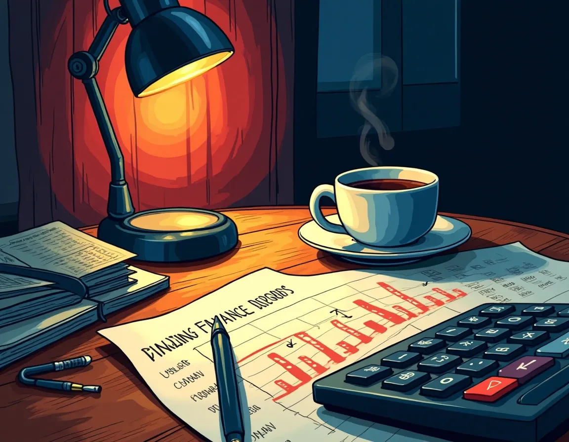 Pricing comparison spreadsheet open on laptop next to calculator and coffee mug on desk