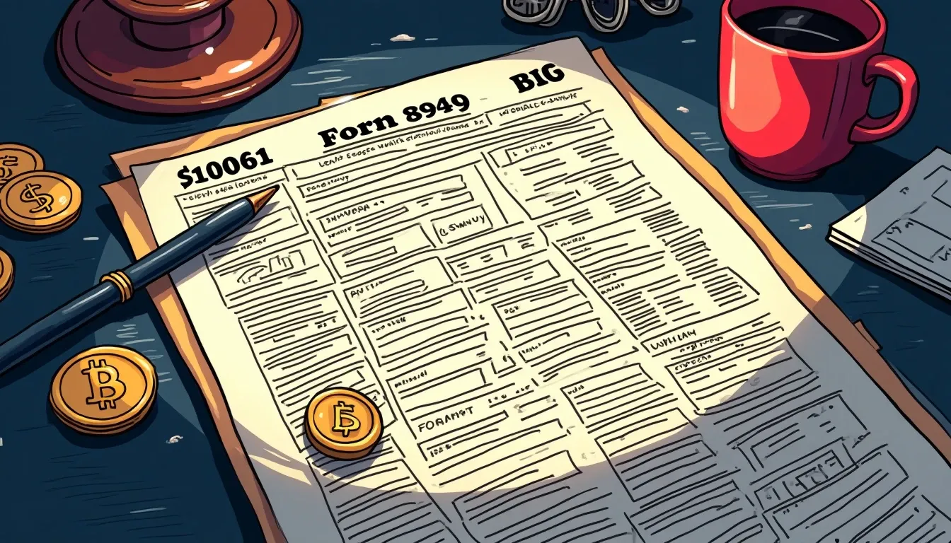 Tax forms showing cryptocurrency transaction records and DeFi yield calculations