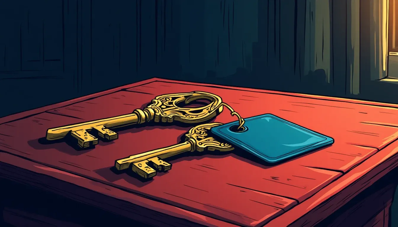 Traditional key and modern keycard side by side representing custodial versus self-custody wallet options