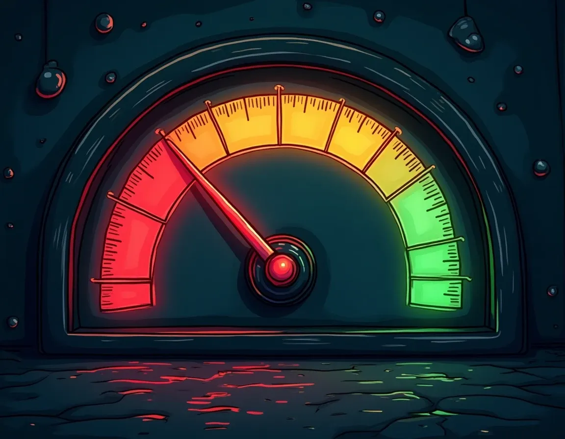 Health factor gauge showing liquidation risk zones in red and green