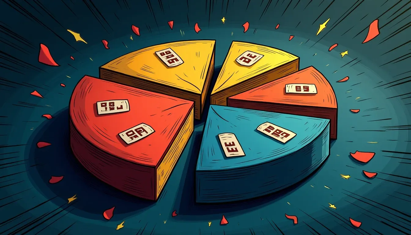 Pie chart showing portfolio allocation with warning symbols indicating concentration risk in DeFi positions