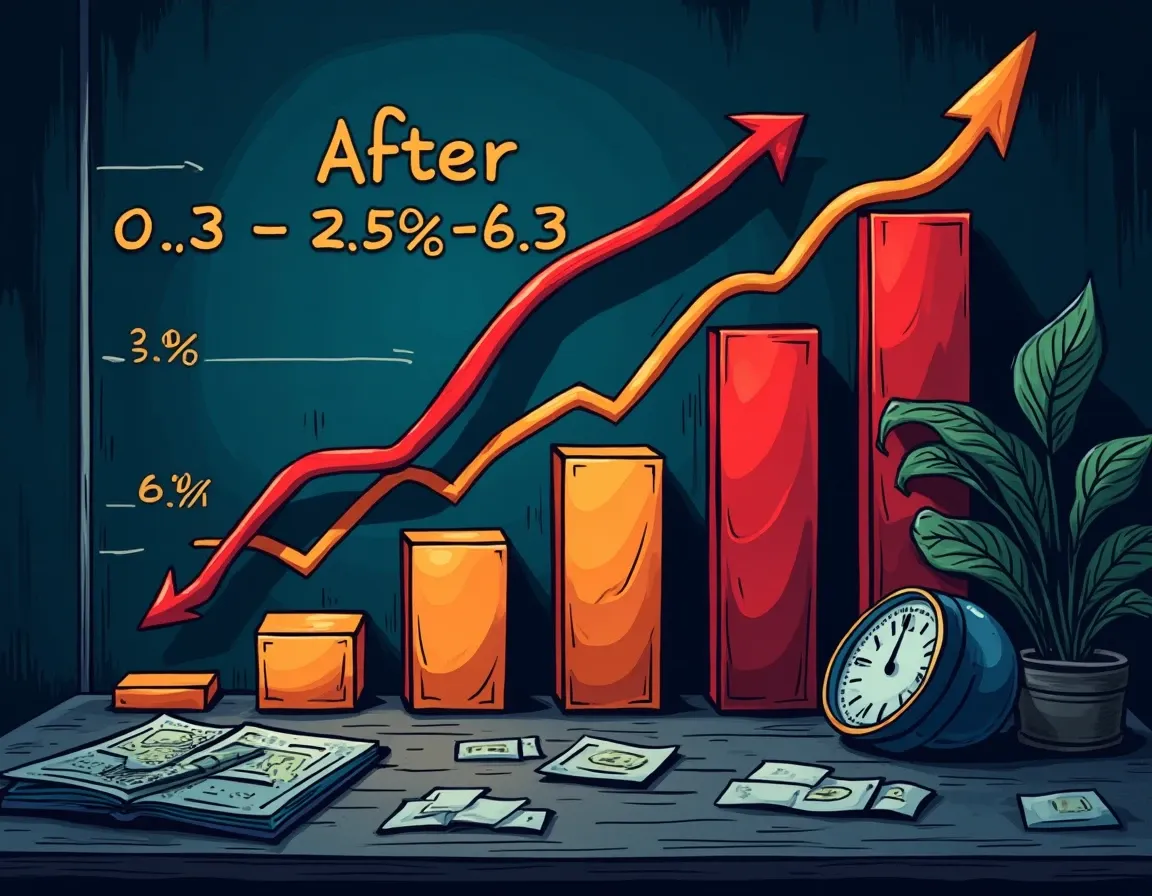 Chart comparing protocol fee structures before and after changes with arrows showing increases