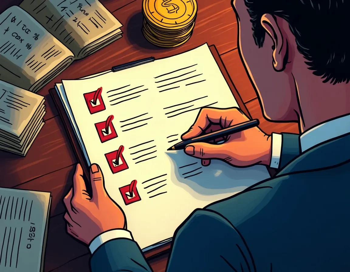 Monthly audit checklist showing protocol parameters and terms to verify