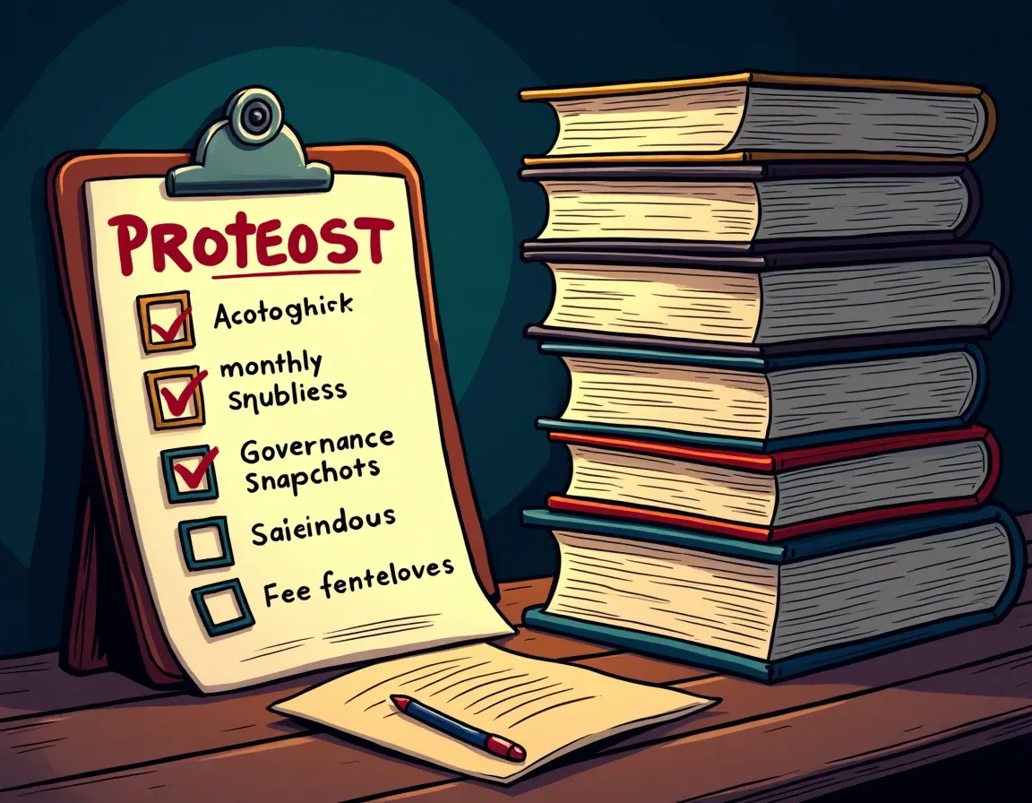 Audit checklist with governance snapshots and fee schedule amendments