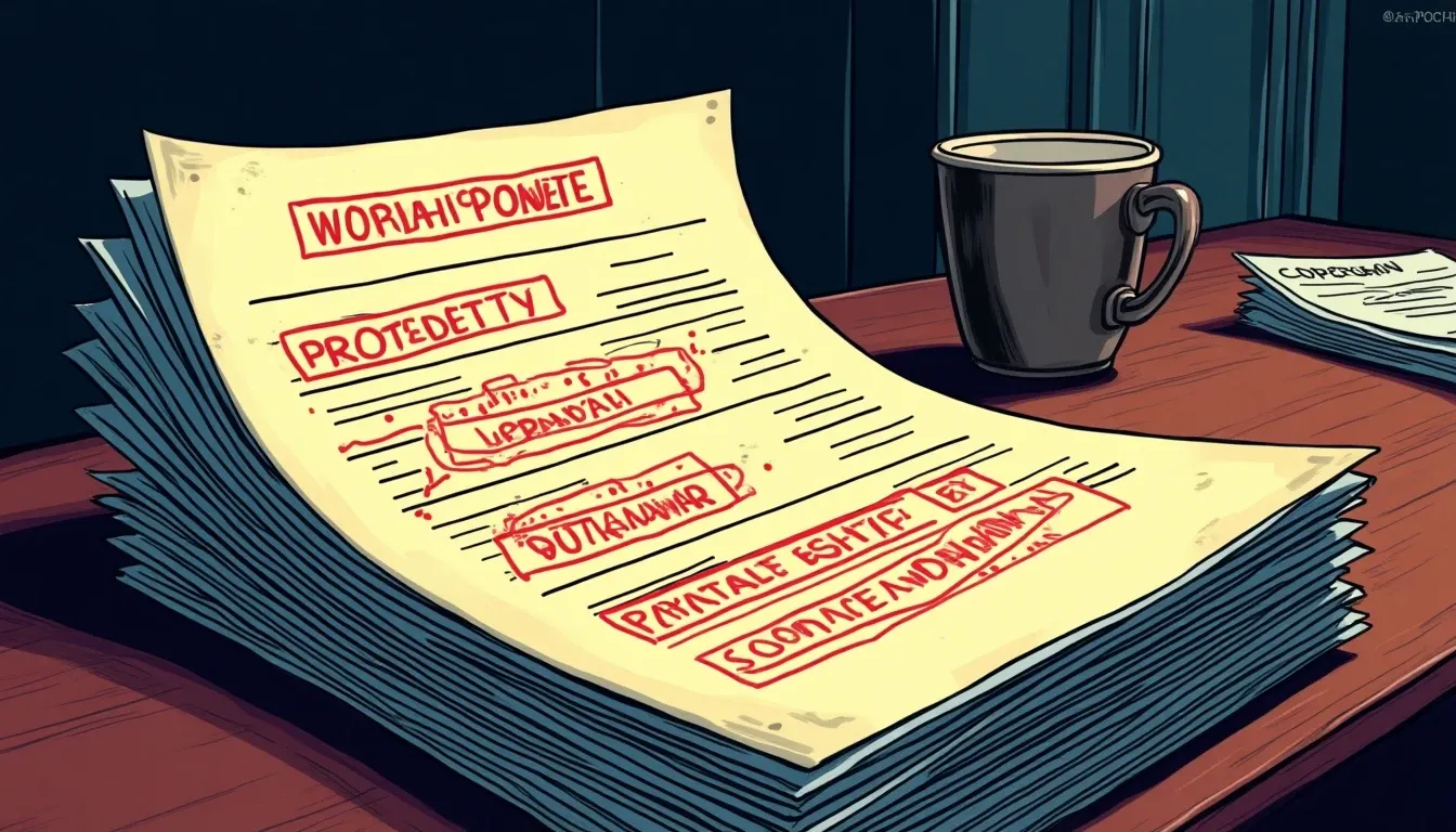 Protocol governance documents showing parameter changes and fee amendments with highlighted sections