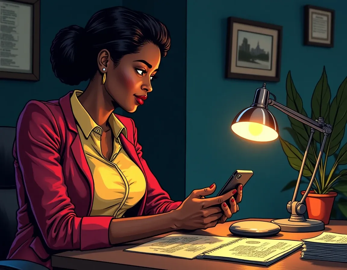 Woman in Africa completing mobile money transfer for cryptocurrency transaction on phone