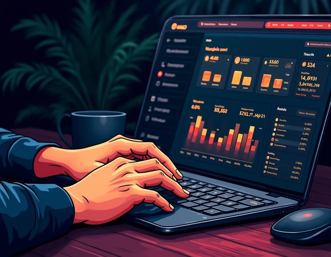 Southeast Asian investor navigating regional launchpad interface for early-stage project allocation
