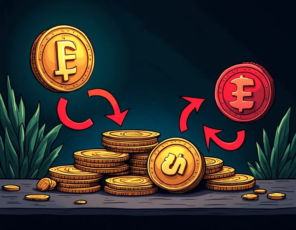 Staked ETH collateral linked to short futures position with funding rate arrows
