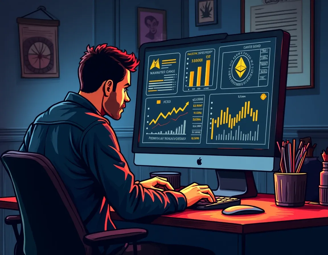 Analyst reviewing Ethereum staking reward breakdown showing issuance MEV and priority fee components