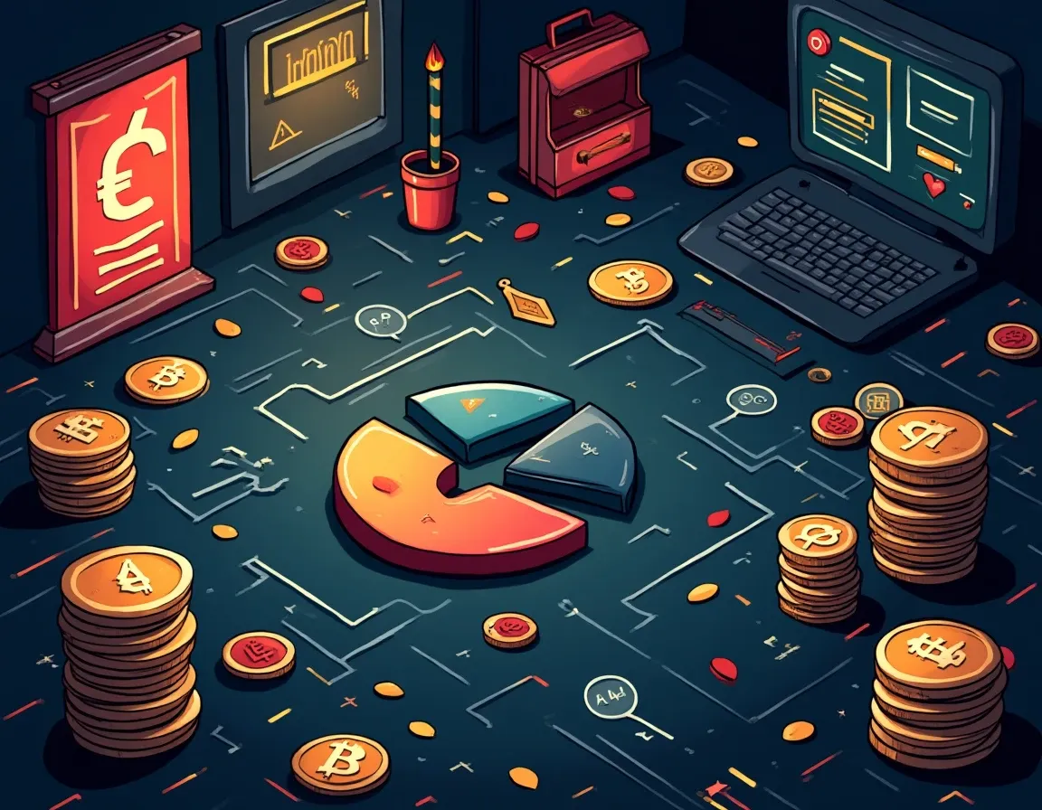 Collateral composition pie chart with cryptocurrency tokens and risk indicators