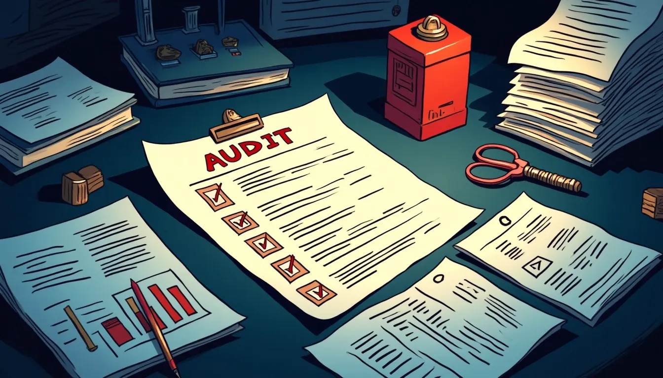 Protocol evaluation checklist with audit seals and risk assessment documentation