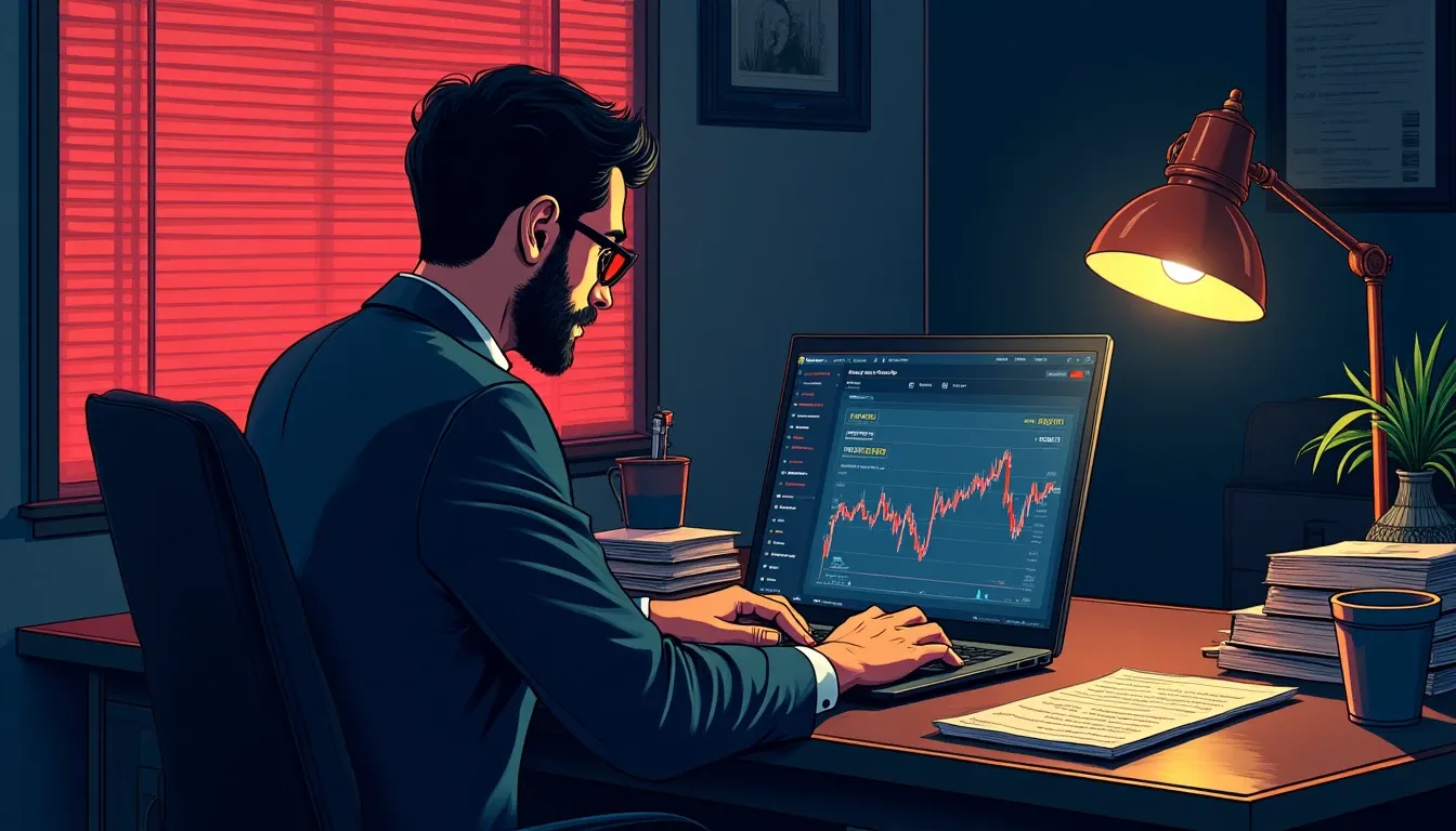 Person reviewing cryptocurrency yield calculations and fee structures on laptop screen