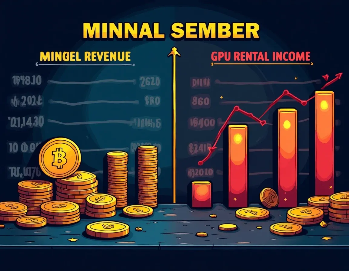 Chart comparing cryptocurrency mining revenue against GPU compute rental income on identical hardware